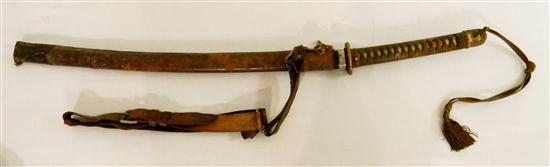 Appraisal: Late th C Japanese infantry man's sword complete with scabbard