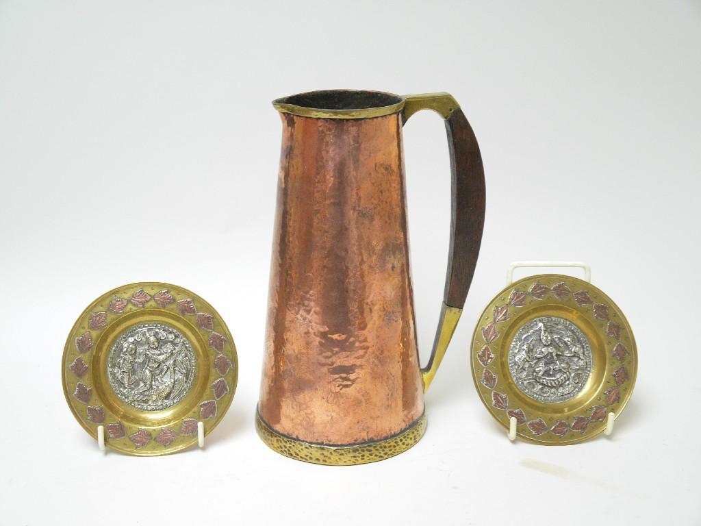 Appraisal: An Art Nouveau copper Jug of tapering form with brass