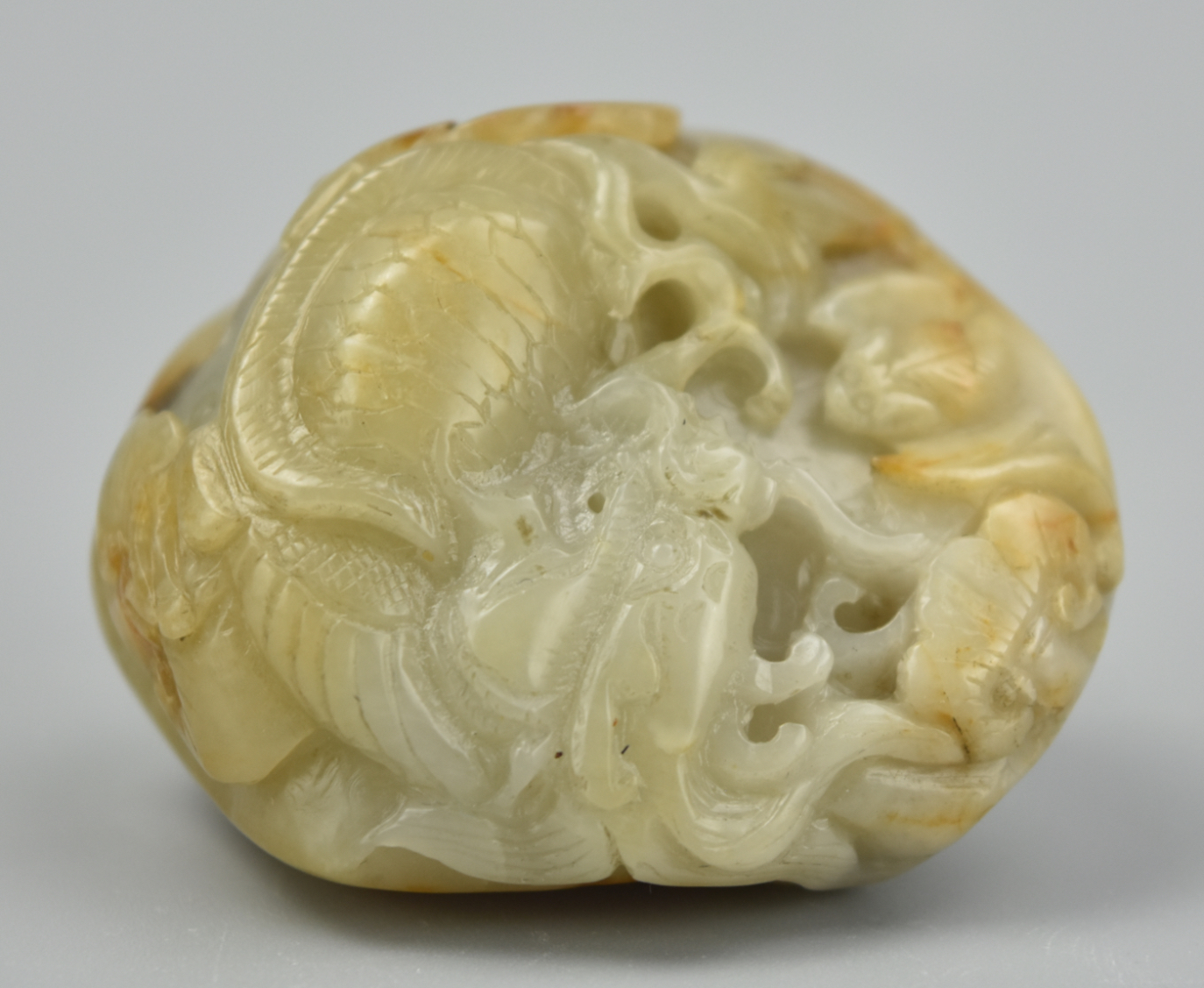 Appraisal: CHINESE JADE CARVED ORNAMENT W DRAGON - TH C A