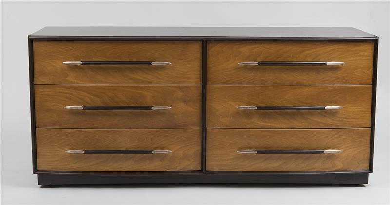 Appraisal: Double Dresser T H Robsjohn Gibbings for Widdicomb Walnut veneer