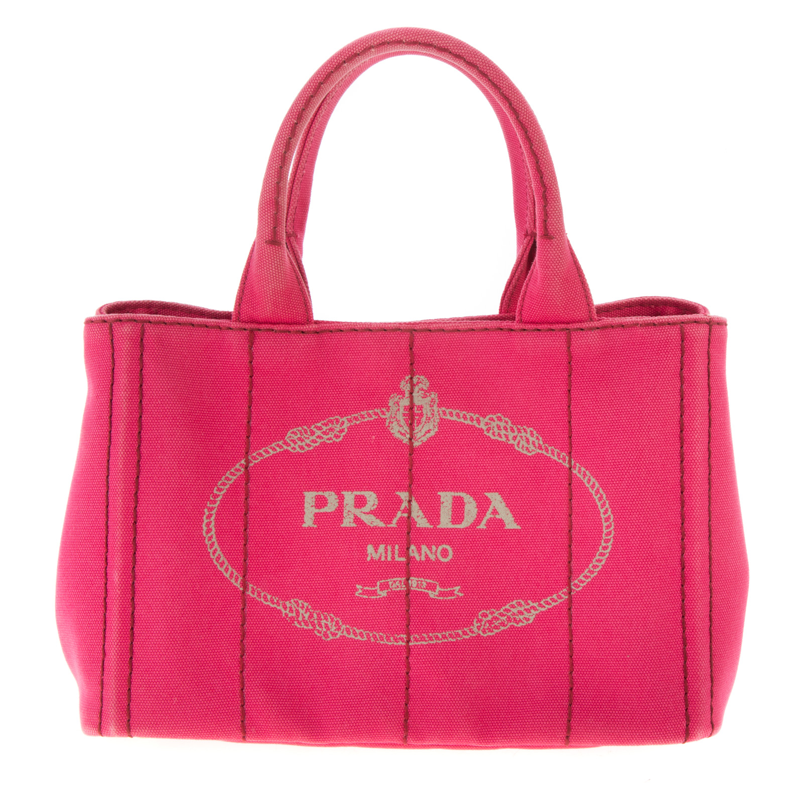 Appraisal: A SMALL PRADA CANAPA TOTE A pink canvas Prada Canapa