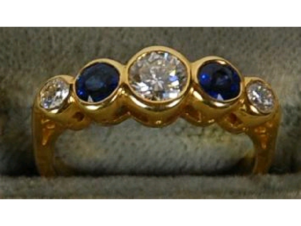 Appraisal: ct GOLD RING COLLET SET WITH THREE DIAMONDS of two