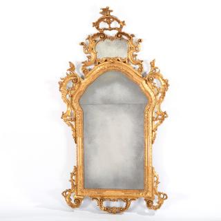 Appraisal: Nice old Italian Rococo style giltwood mirror Nice old Italian