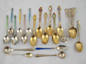 Appraisal: A set of six enamelled silver coffee spoons Birmingham a