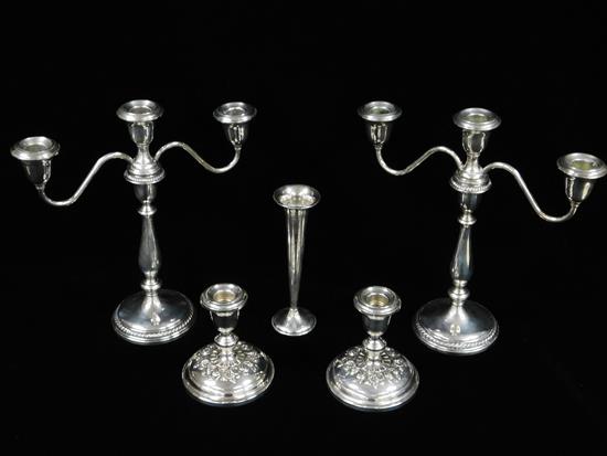 Appraisal: SILVER Five pieces of sterling silver including Gorham lighting accessories