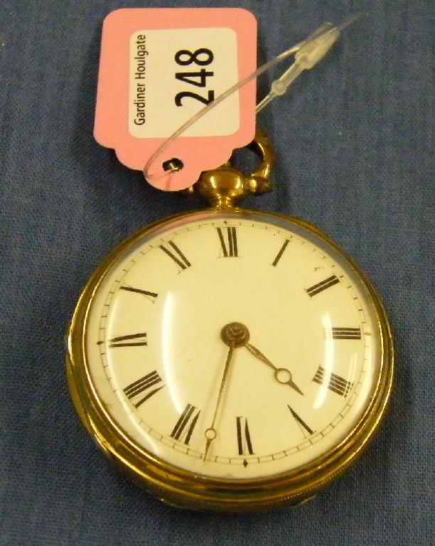 Appraisal: Early th century gilt metal fusee verge pocket watch the