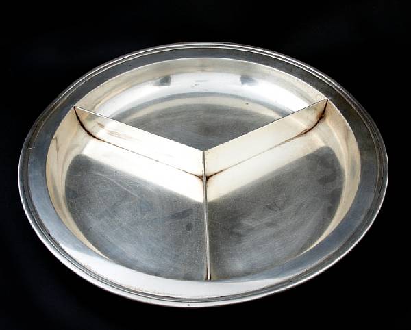 Appraisal: A sterling dish with three section dividerTiffany amp Co New