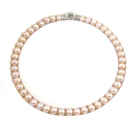 Appraisal: PRINCESS LENGTH PINK PEARL NECKLACE inches in length and strung