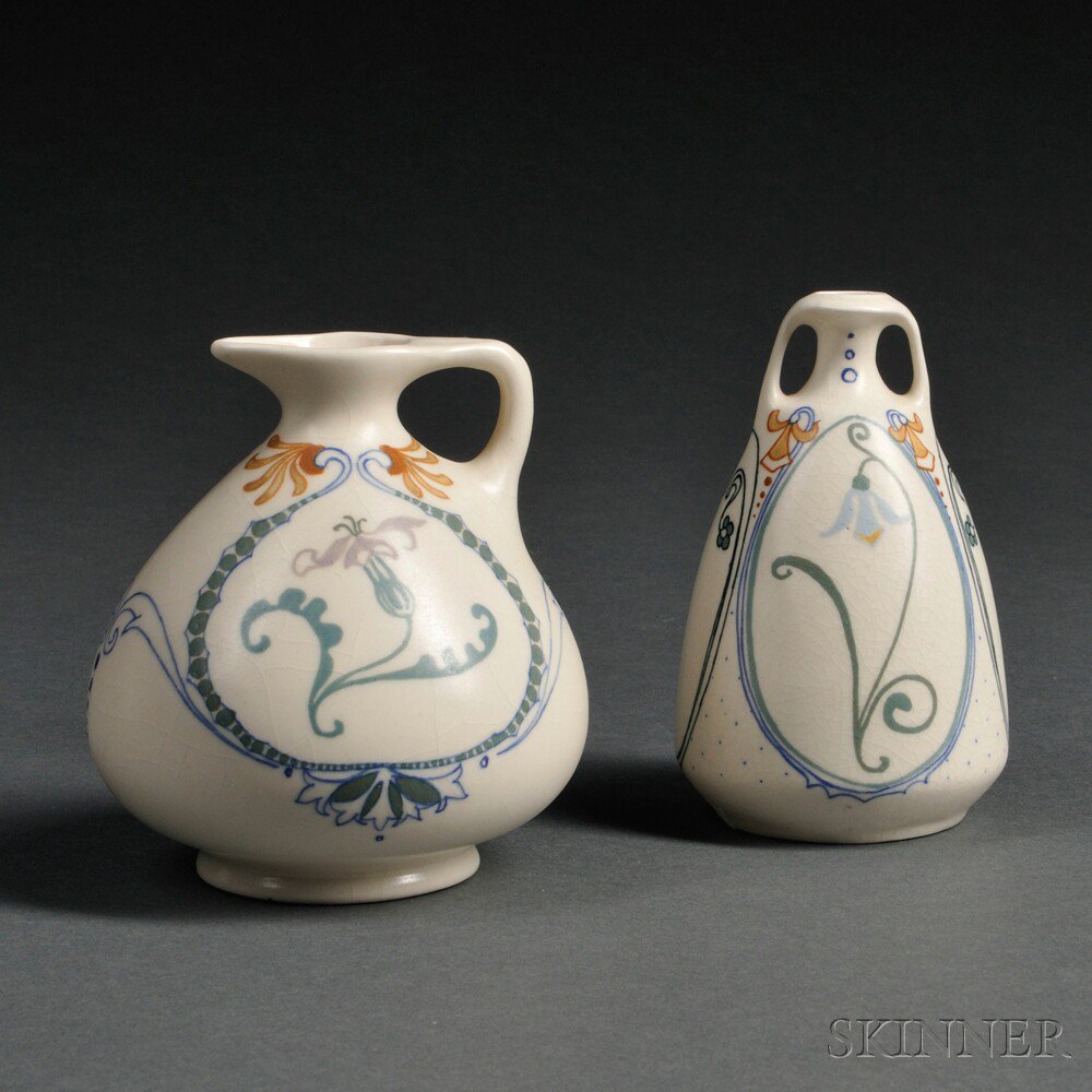 Appraisal: Two Pieces of Arnhem Nieuwe Kunst Gouda Pottery Netherlands c