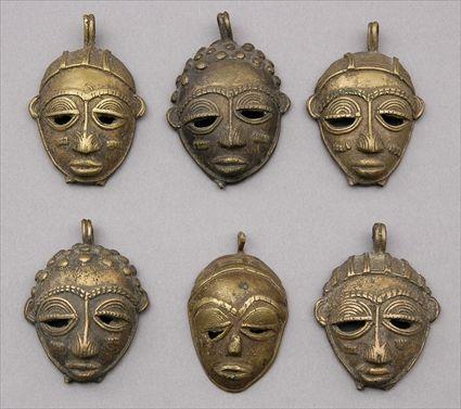 Appraisal: Six Metal African Masks