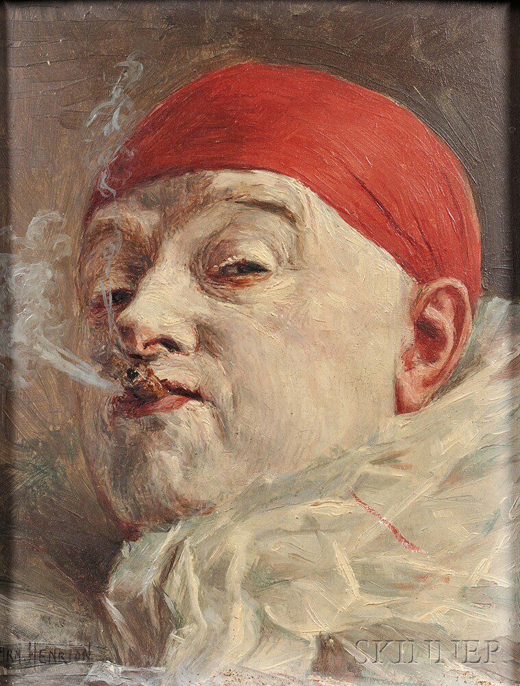 Appraisal: Armand Francois Joseph Henrion Belgian - Three Portraits of Clowns