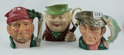 Appraisal: Royal Doulton large character jugs The Lumberjack D The Poacher