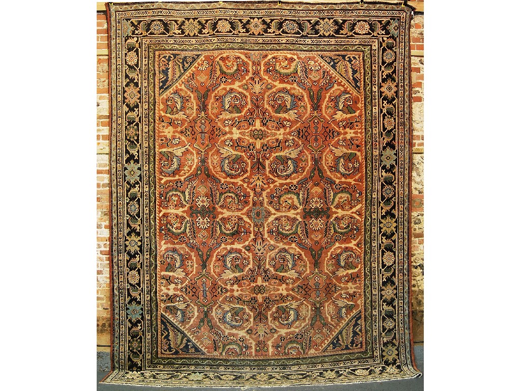 Appraisal: An old Persian Ziegler Mahal carpet terracotta ground showing overall