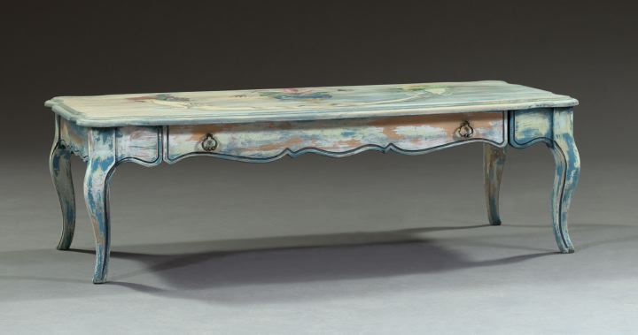 Appraisal: French Provincial Polychromed Coffee Table of Louis XV inspiration the