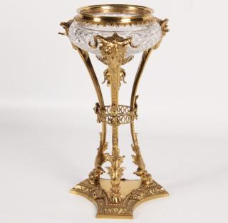 Appraisal: FRENCH REGENCY STYLE BRONZE AND CRYSTAL URN FRENCH REGENCY STYLE