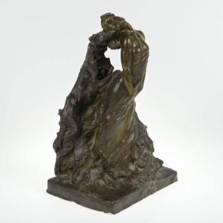 Appraisal: After Auguste Rodin Female nude with dog bronze with brown