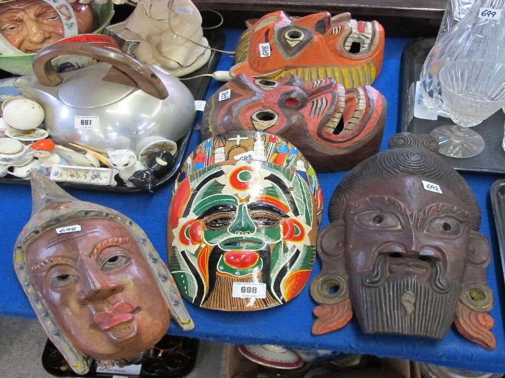 Appraisal: Five various wall masks