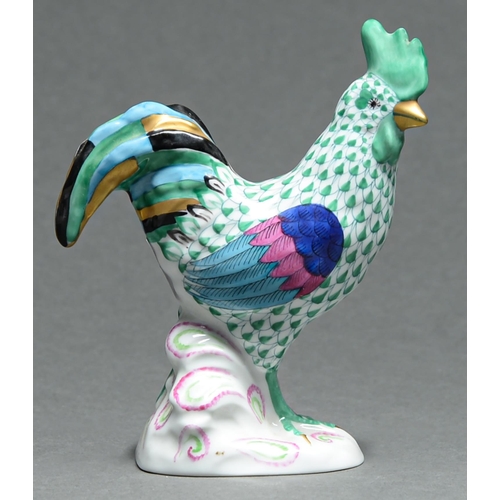 Appraisal: A Herend model of a rooster green fishnet design cm