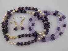 Appraisal: A mixed lot comprising an amethyst and pearl necklace approx