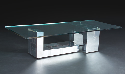 Appraisal: PAUL EVANS DIRECTIONAL Coffee table with rectangular plate glass top