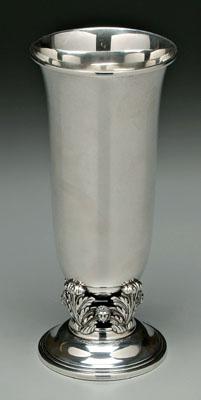 Appraisal: Jensen style sterling vase trumpet form with openwork acanthus and