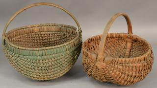 Appraisal: Two Melon baskets with handles one in green paint ht