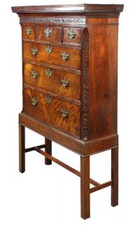 Appraisal: Chinese Chippendale chest on stand late th century the rectangular