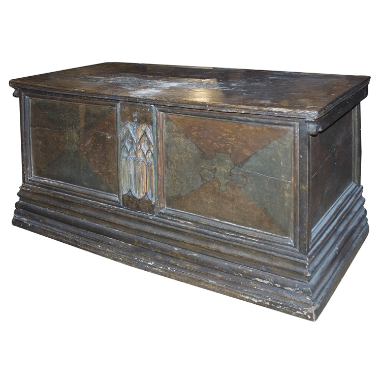 Appraisal: Continental Baroque Painted Walnut Cassone th th Century possibly Spanish