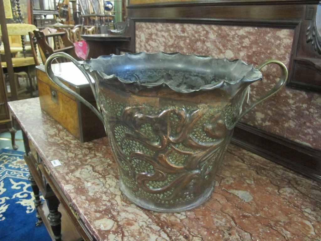 Appraisal: Arts and Crafts beaten copper and brass planter