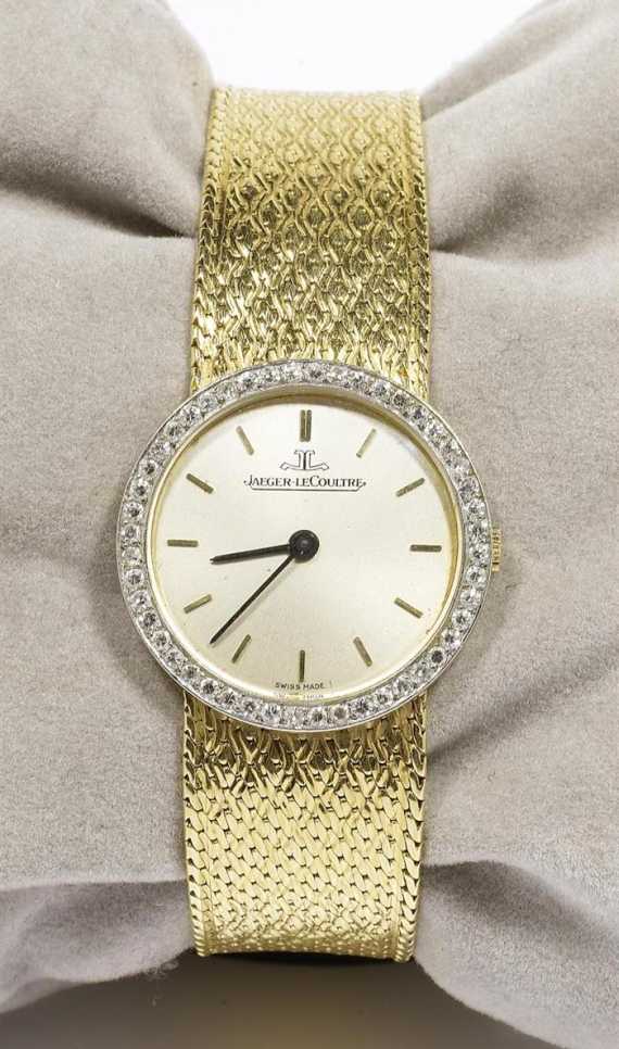 Appraisal: DIAMOND LADY'S WRISTWATCH JAEGER LECOULTRE s Yellow gold g Round