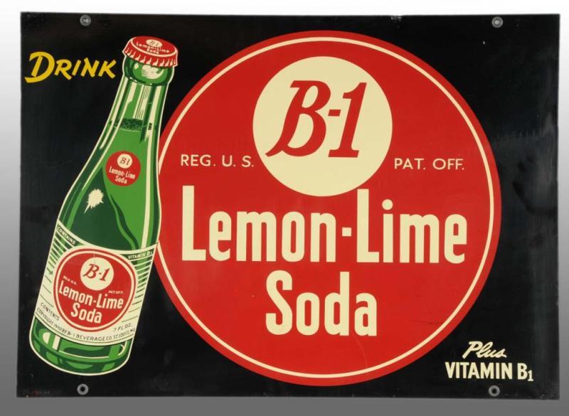 Appraisal: Heavy Metal B- Lemon-Lime Soda Sign Description Circa Double-sided with