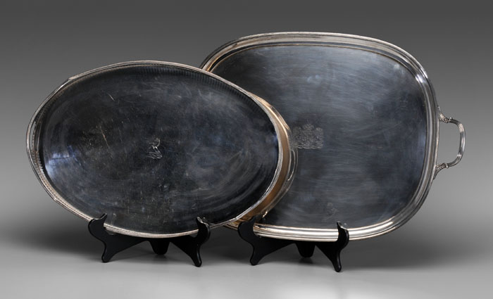 Appraisal: Two Silver-Plated Trays one Old Sheffield plate rounded rectangle with