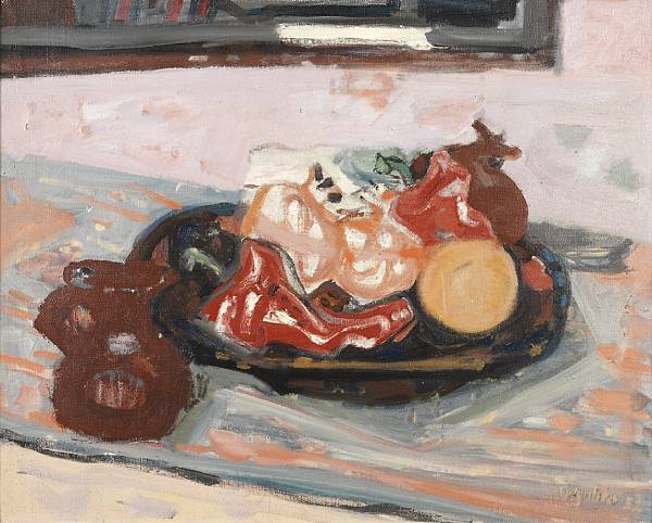 Appraisal: Max Gubler Swiss - Still Life with Jug and Fruit