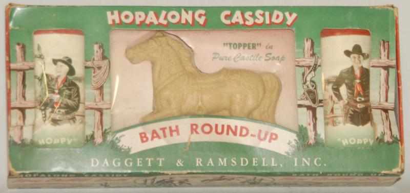 Appraisal: Vintage Hopalong Cassidy Bath Round-up Set Made by Daggett and