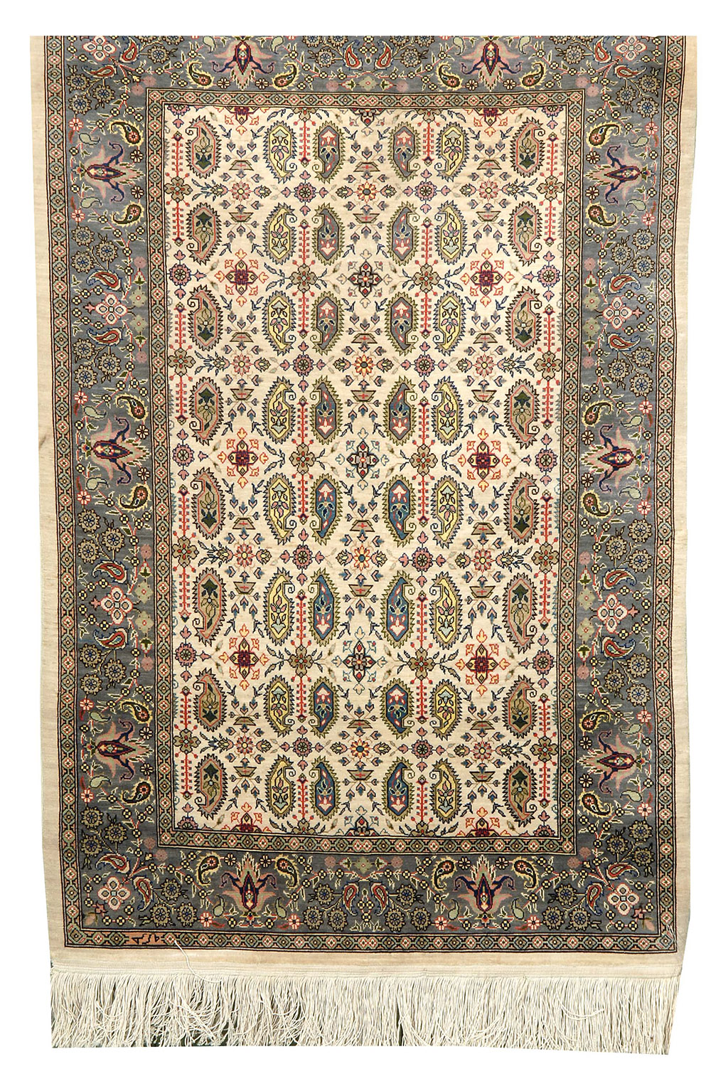 Appraisal: SILK ORIENTAL RUG HEREKE ' x ' With repeated bow-tie