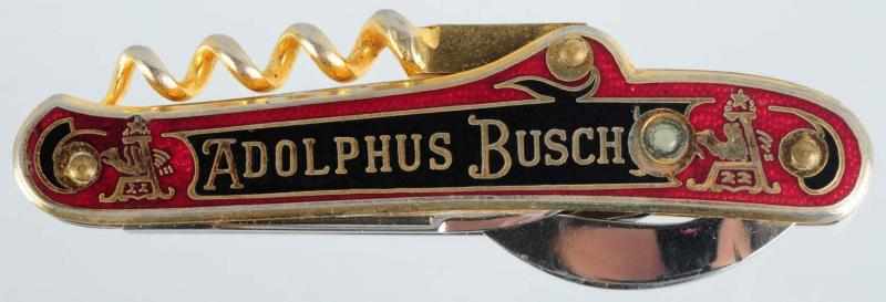 Appraisal: Adolphus Busch Enameled Pocket Knife With photo in peep hole