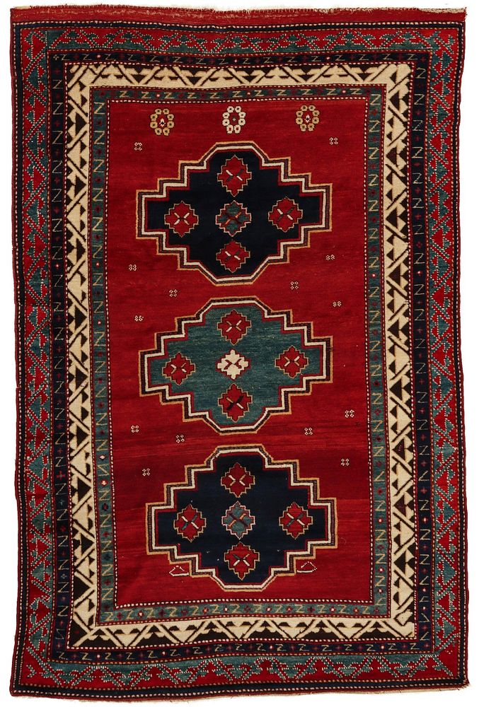 Appraisal: A FINE AND BOLD ANTIQUE BORDJALOU KAZAK RUG The exceptional