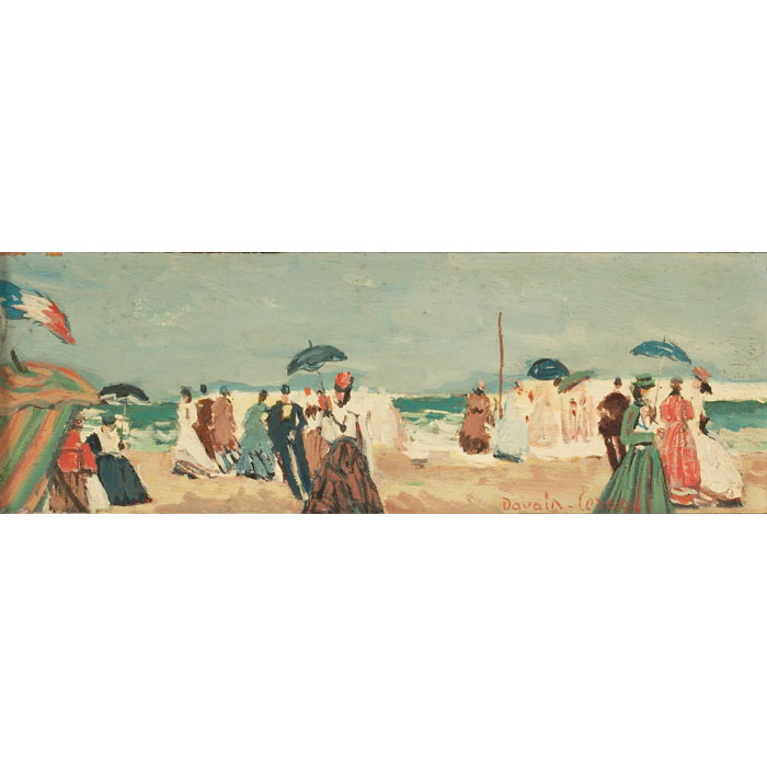 Appraisal: Devain Lesage French b Beach Scene c oil on panel