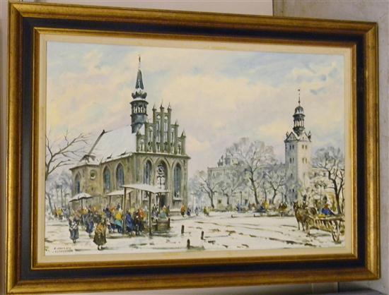 Appraisal: Stanislaw Okulicz Polish th C oil on canvas Continental street