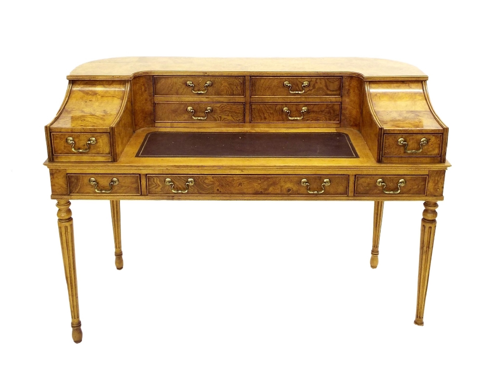 Appraisal: Good quality burr veneered Carlton House type desk the raised