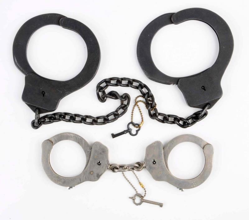 Appraisal: Lot Of Handcuffs First is a Spanish Cheift of Police