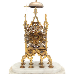 Appraisal: An English Brass Skeleton Clock having a double fusee movement