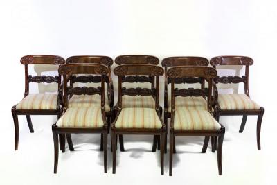 Appraisal: A set of eight Regency bar back dining chairs with