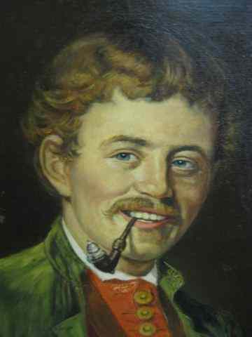 Appraisal: Oil Painting of a German Man with pipe image area