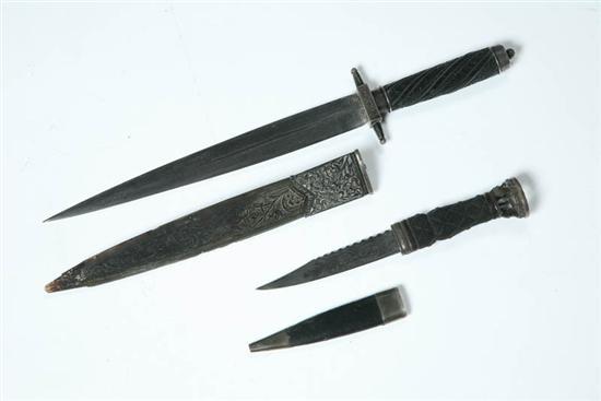 Appraisal: TWO KNIVES European late th century Small Scottish dirk with