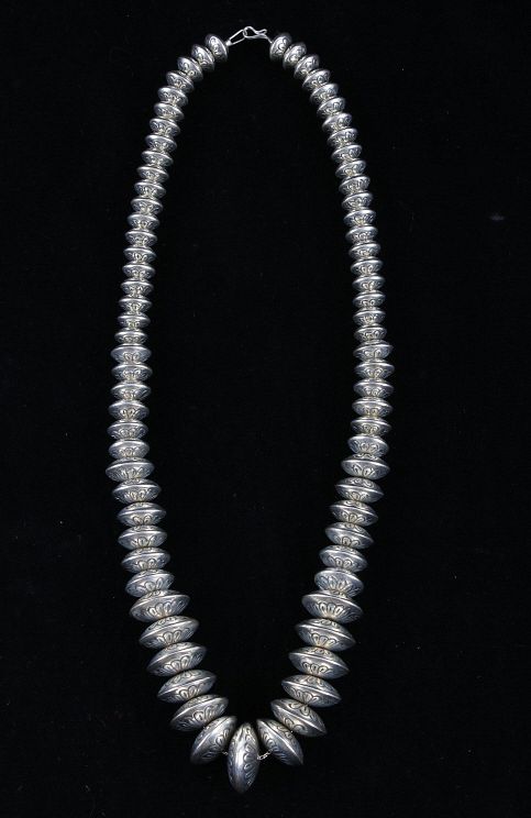 Appraisal: Navajo Graduated Sterling Silver Beaded Necklace For your consideration is