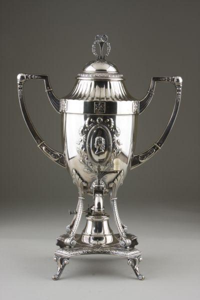 Appraisal: Neoclassical Style Silverplate Hot Water Urn the body featuring two