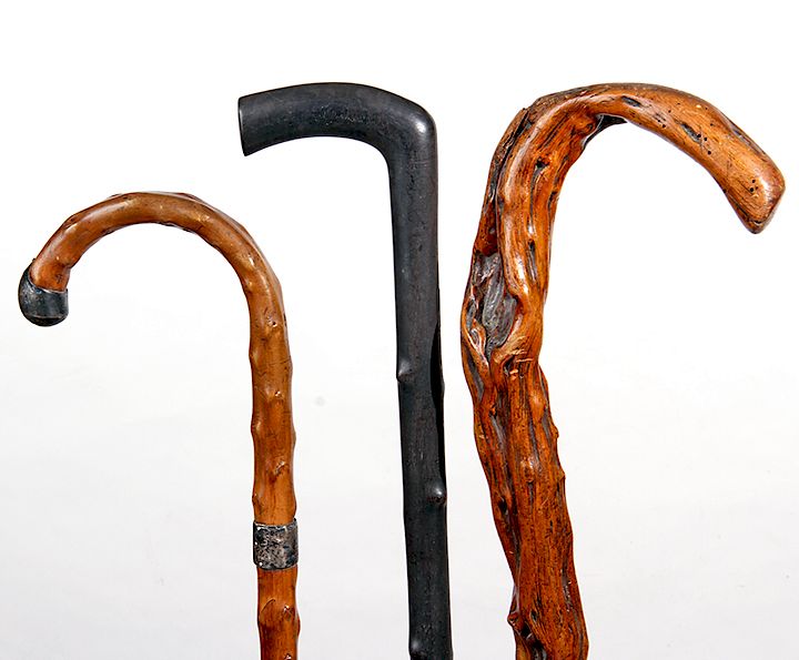 Appraisal: Three Country Canes Ca - A group of three canes