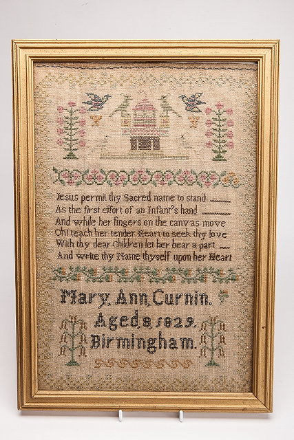 Appraisal: AN ENGLISH TRADITIONAL CHILD'S SAMPLER by Mary Ann Curnin Aged