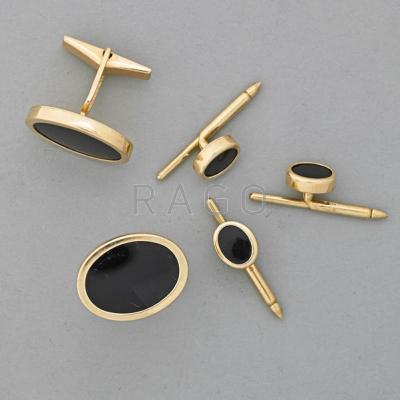 Appraisal: K GOLD ONYX GENTLEMAN S DRESS SET Pair of oval